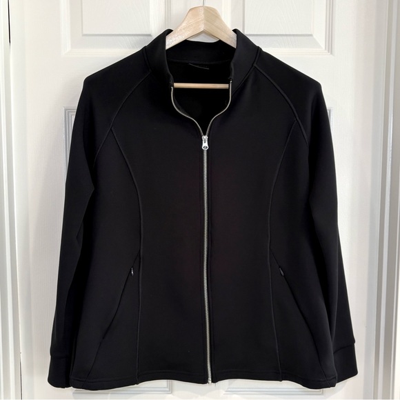 32 Degrees Heat Black Full Zip Mock Neck Jacket with 2 Zip Pockets Women Size L - Picture 3 of 14